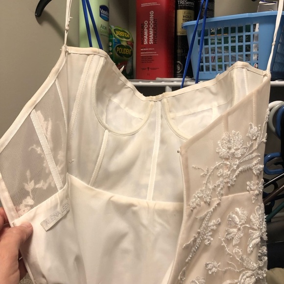 Alena Leena NWOT sparkly embroidered strapless wedding gown - Picture 7 of 15